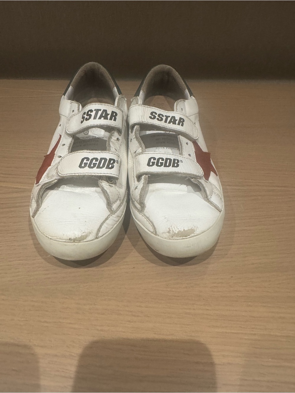 Golden Goose Kids White Sneakers with Red Star Velcro